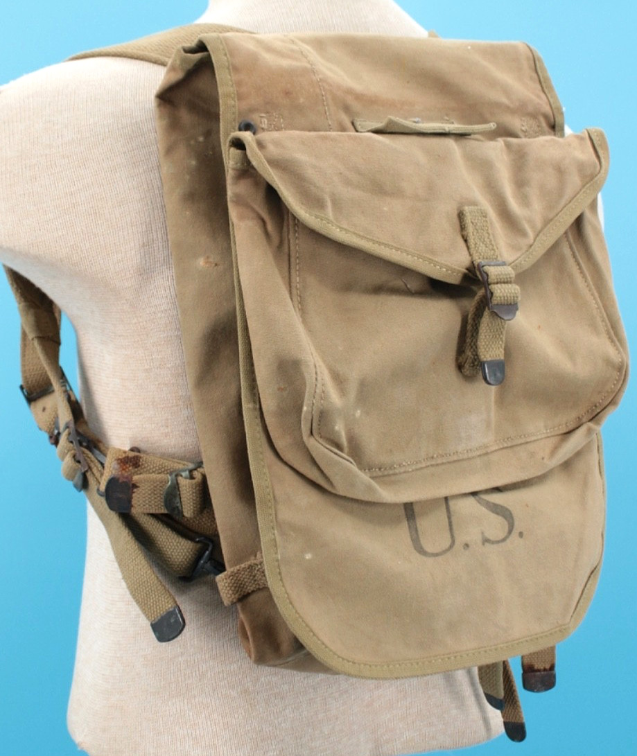 Vtg WWII US Army M1928 Canvas Haversack Backpack 1942 Dated WW2