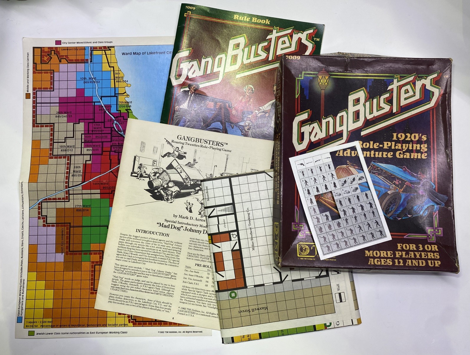 VTG TSR Gangbusters Box Set 1920's Role-Playing Game Fantasy AD&D Near Complete