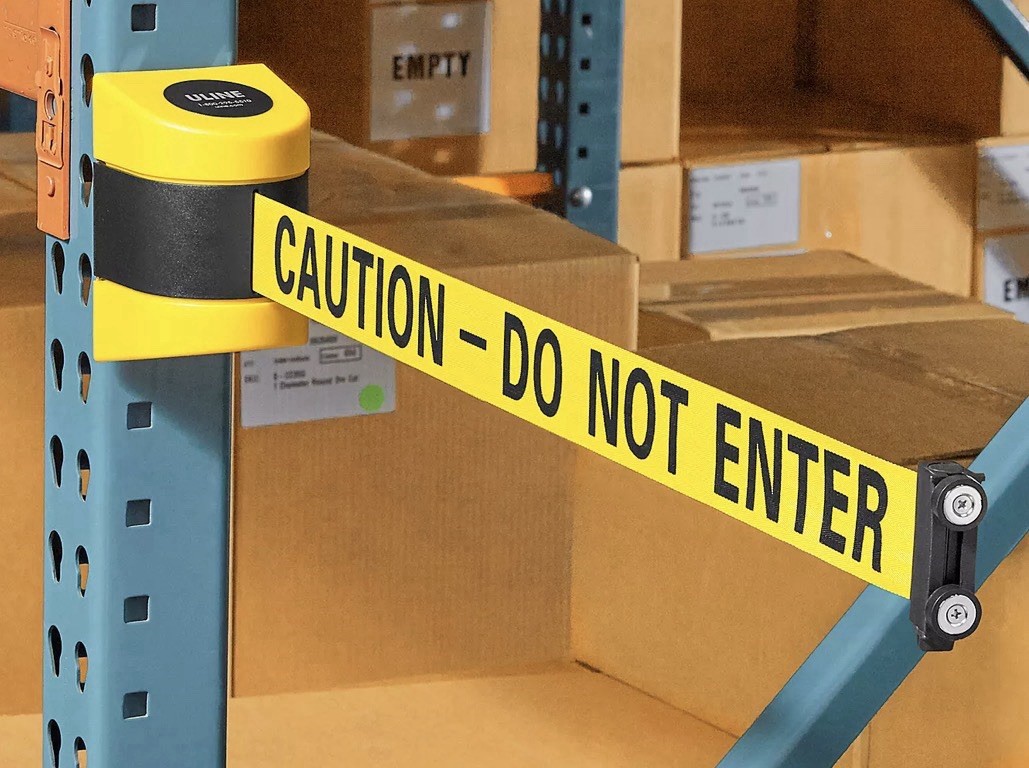 Uline Magnetic Retractable Barrier - "Caution - Do Not Enter", 15’ H-5875CDNE