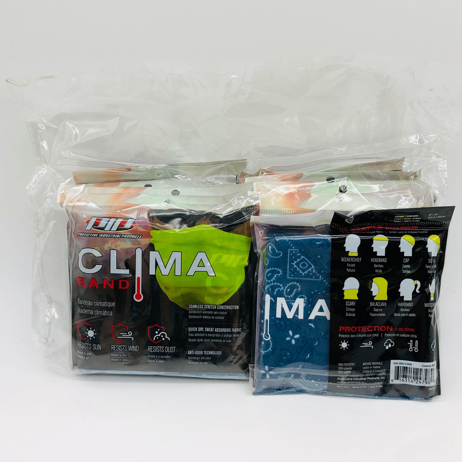 PIP Clima Band 393-200-CWB Headband Multi-Use Seamless Stretch Cowboy Blue 10pk