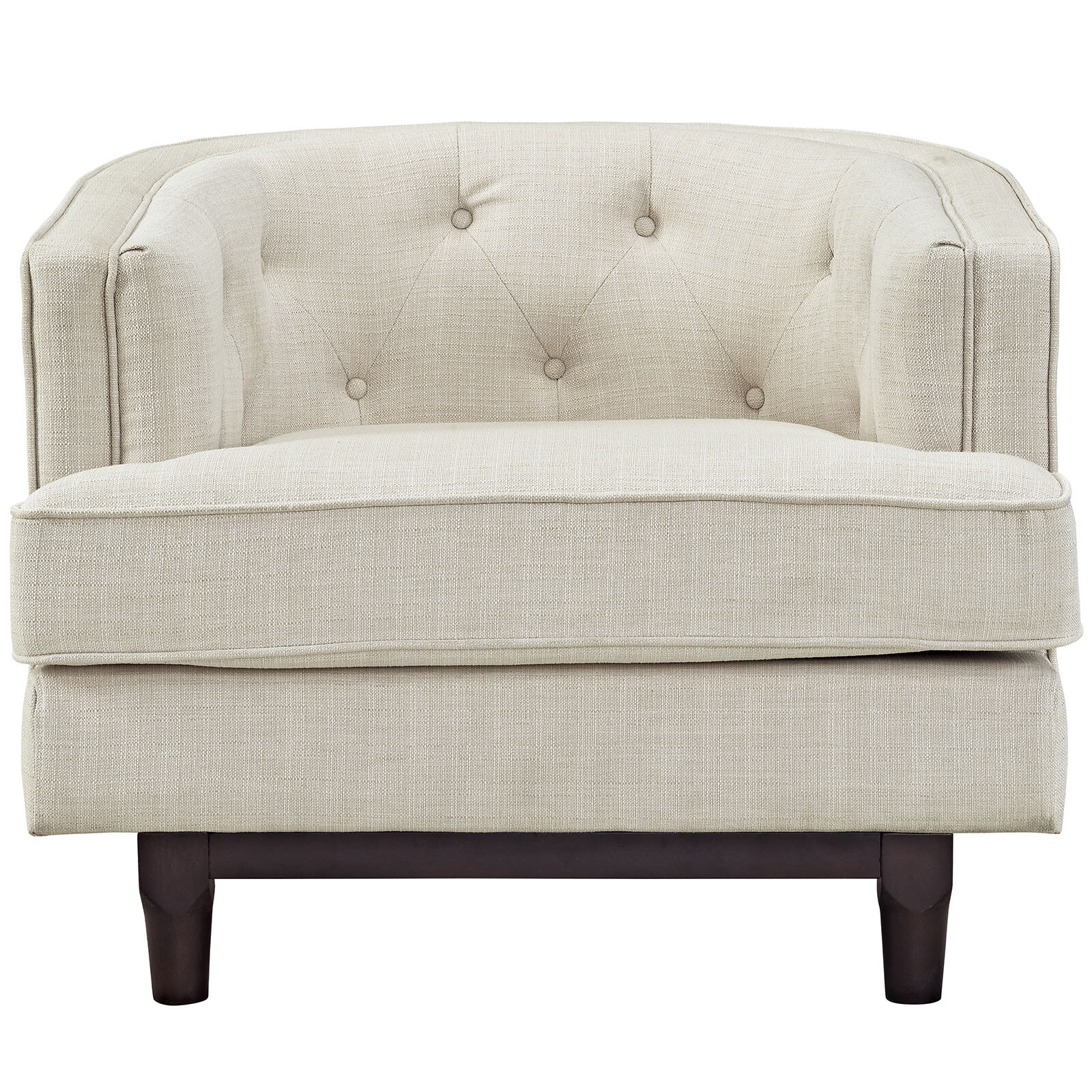 Modway Coast Upholstered Fabric Armchair in Beige