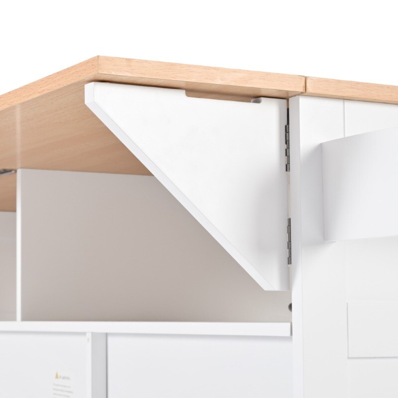 55.7'' Large Kitchen Island with 2 Drop LeafnRolling Kitchen Cart on 5 Wheels