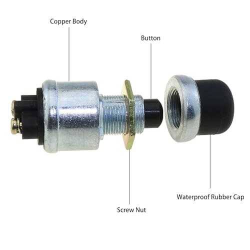 Engine Start Push Button Switch, 4Pcs 12V 50A Momentary Starter Switch for Car