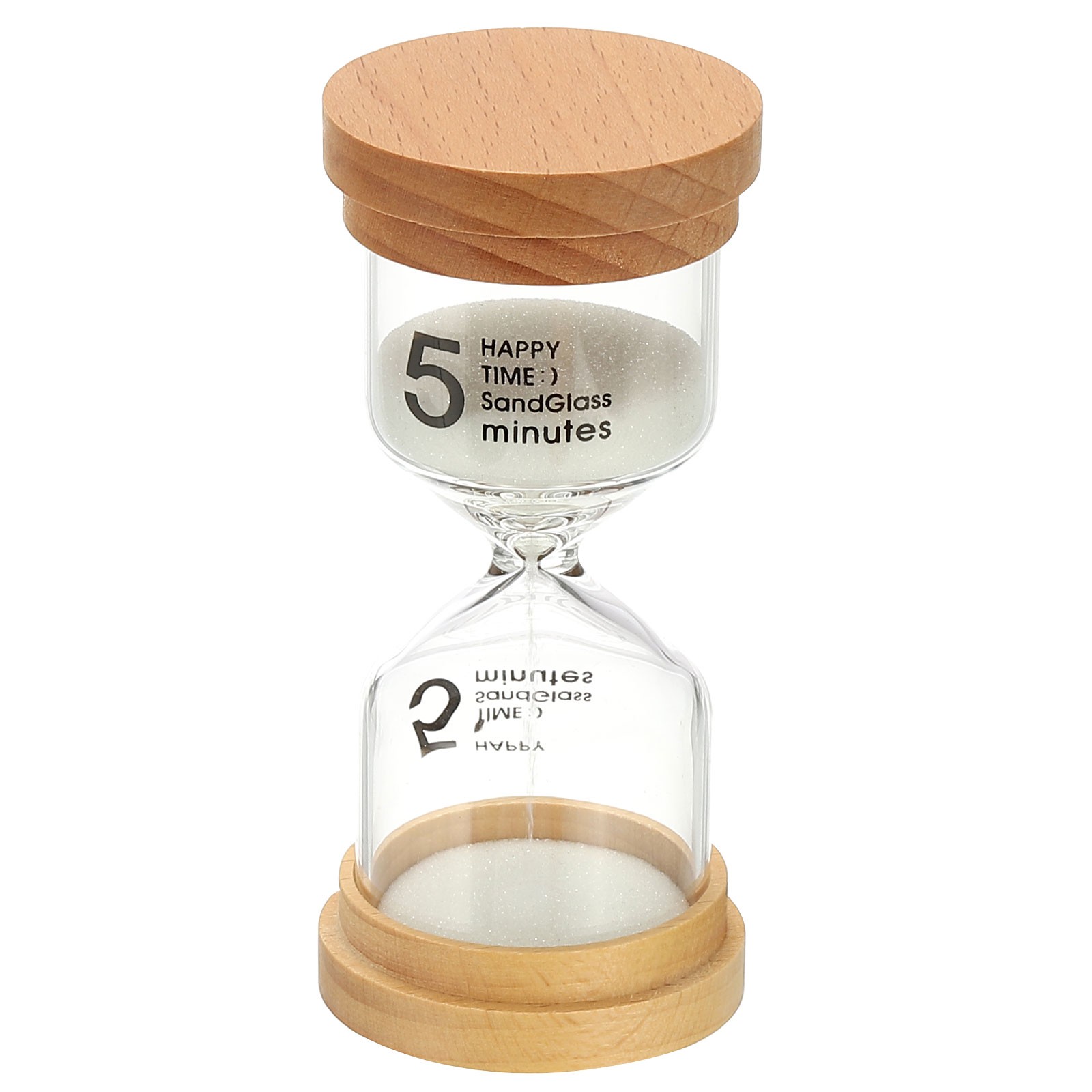 5 Minute Sand Timer, High Borosilicate Glass Wooden Sand Watch, White