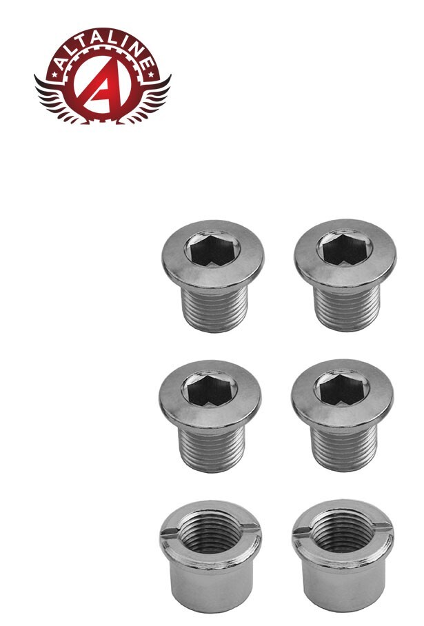 2 (TWO) ALTALINE BICYCLE CHAINWHEEL CHROME TRIPLE BOLTS.