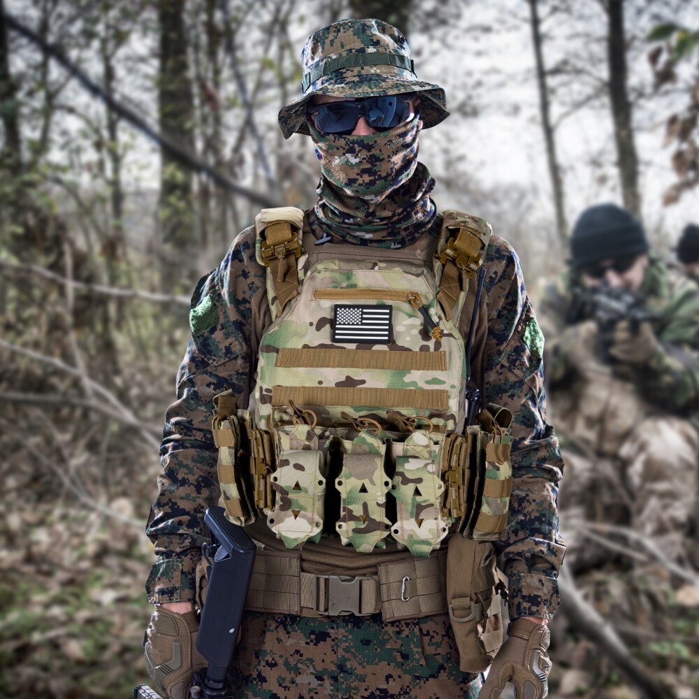 Adjustable Combat Vest, Breathable Mesh, MOLLE Webbing, for Hiking & Airsoft