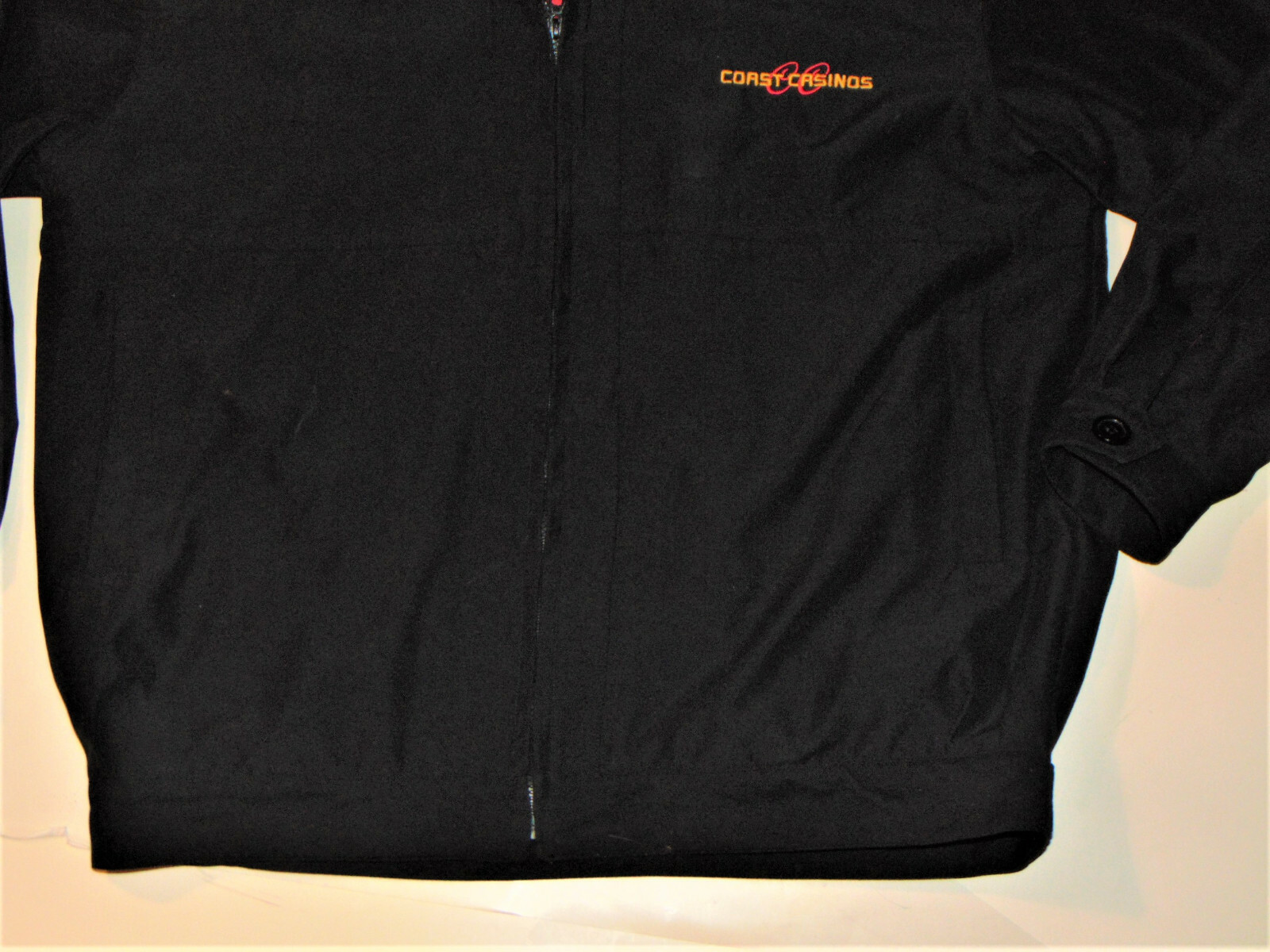 MEN'S 'GOLD COAST' LAS VEGAS CASINO BLACK LIGHTWEIGHT BLACK JACKET! ZIPPER! L
