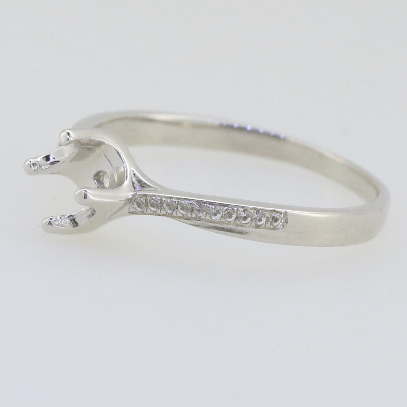 Sterling Silver Semi Mount Ring Setting Round RD 4x4mm Minimal Ring