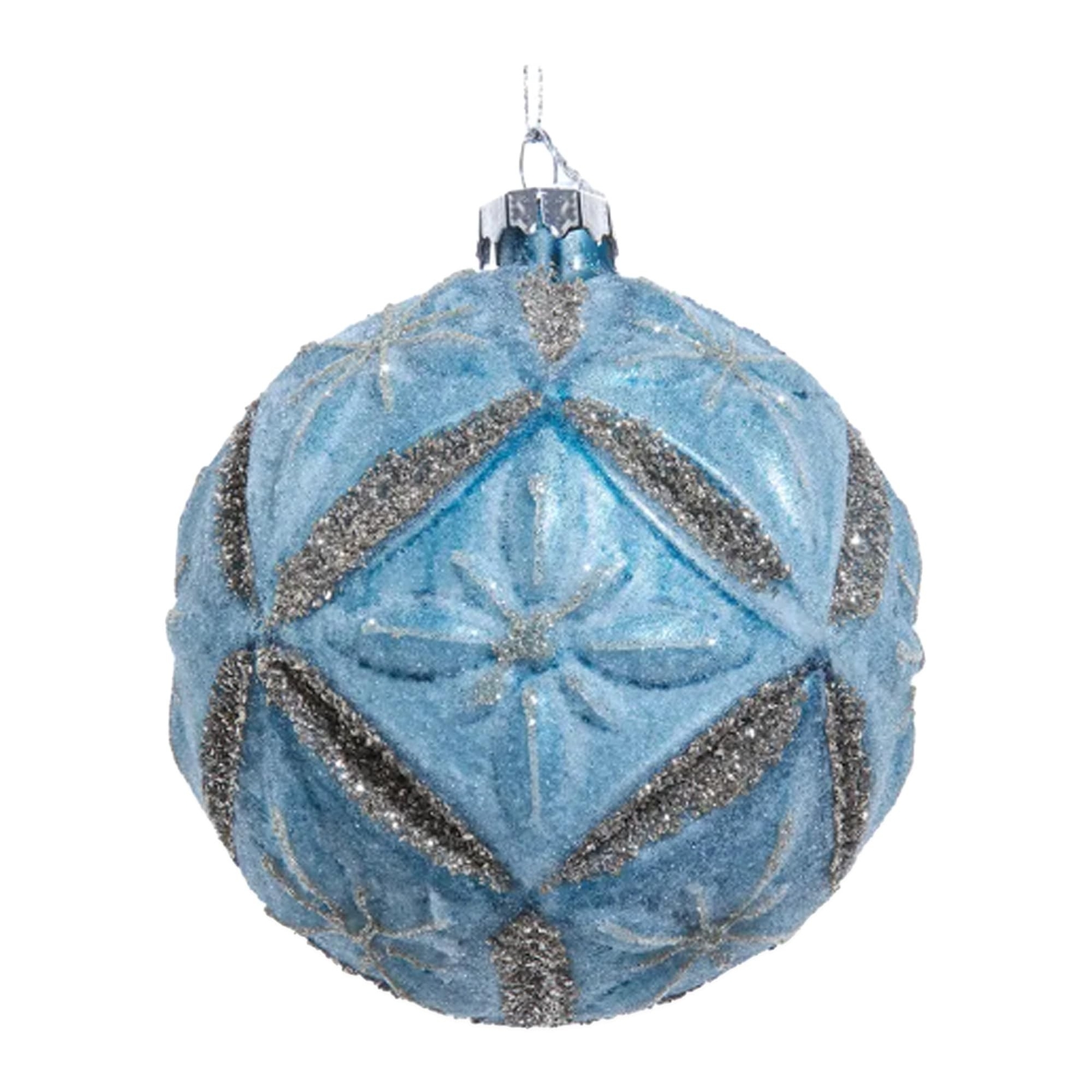Kurt S. Adler F2262 Rustic Frosty Glittered Blue and Silver Tone 4 Inch Glass...