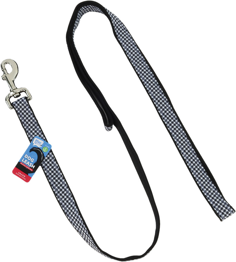 Play On Puffy Dog Leash, Houndstooth, 1 Inch x 6 Feet