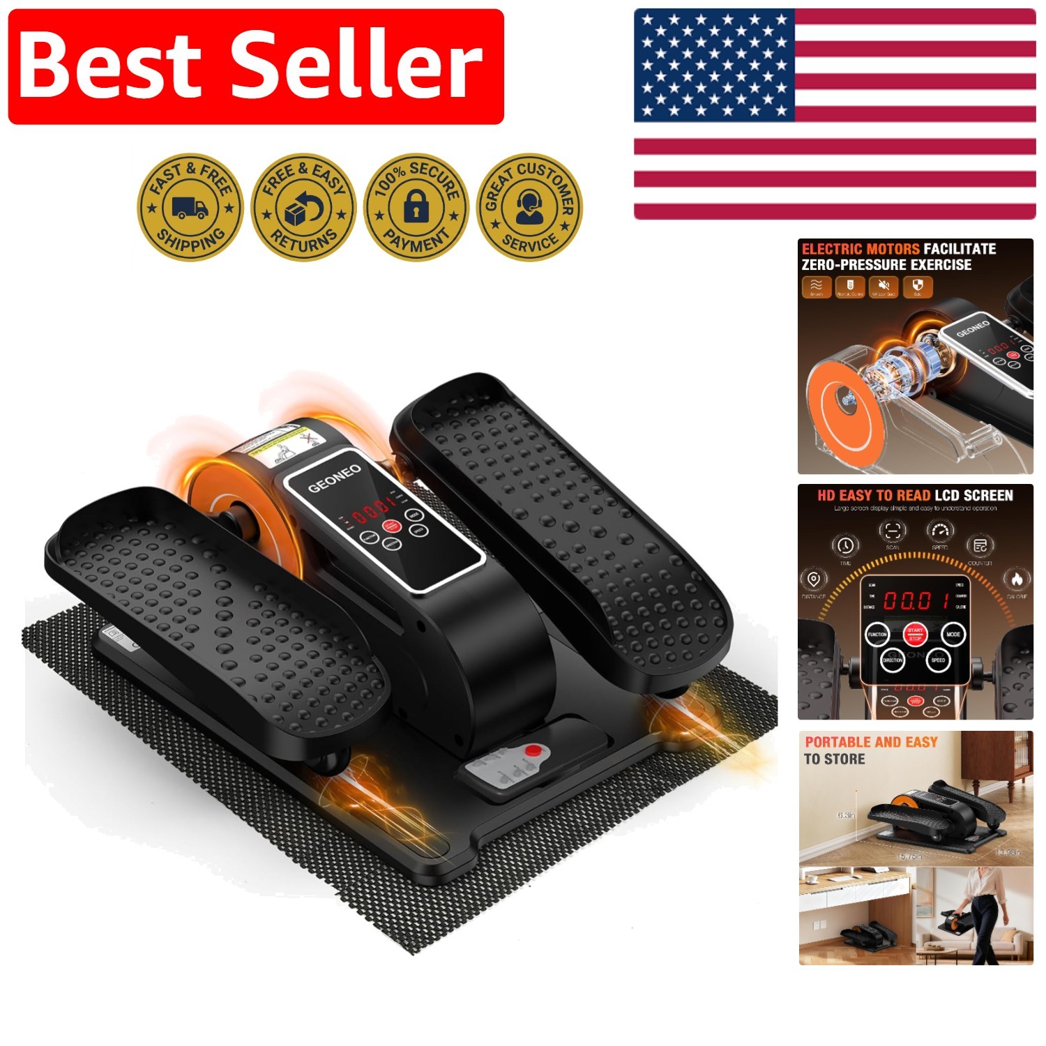 Portable Under Desk Elliptical with Remote & 12 Speeds - Fitness for All Ages