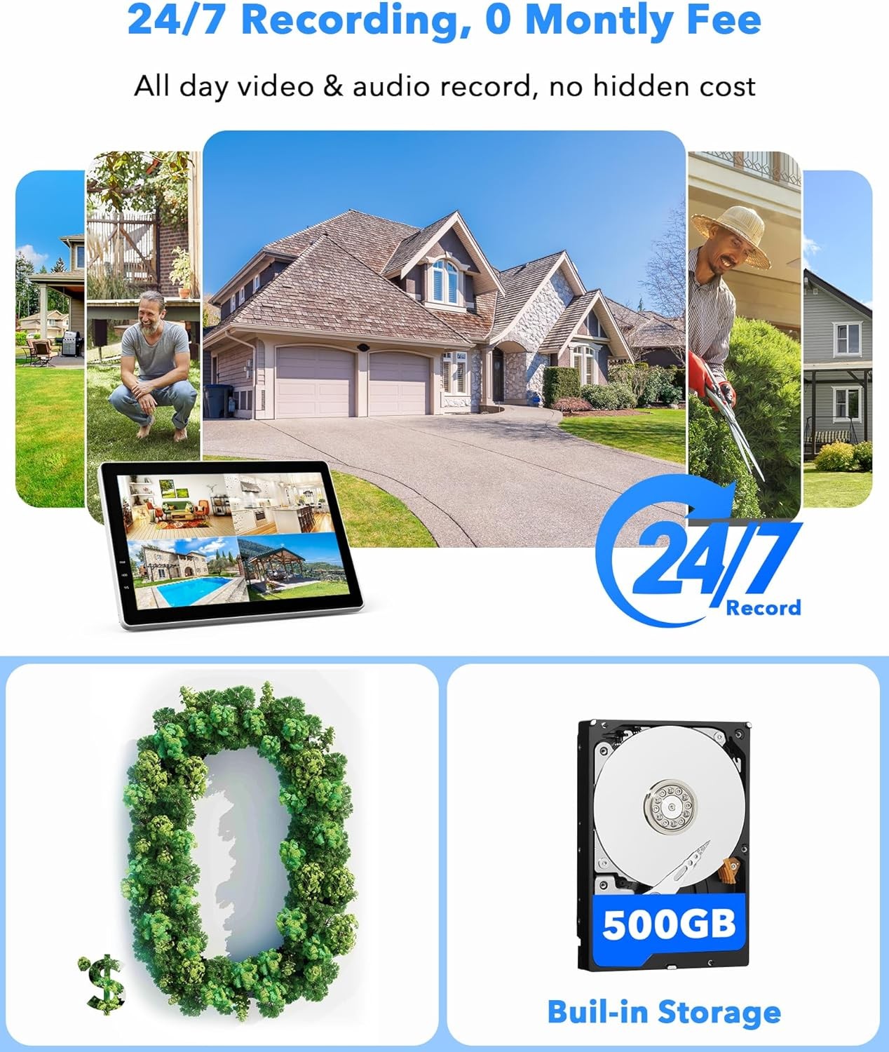 4MP Wireless CCTV Camera Security System Auto Track PTZ WiFi Surveillance Camera