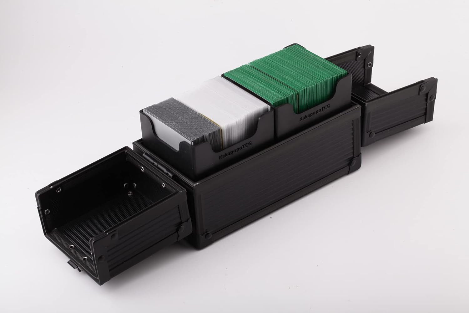Black Double Metal Deck Box Dice Box for Deck Protector Storage Trading Cards TC