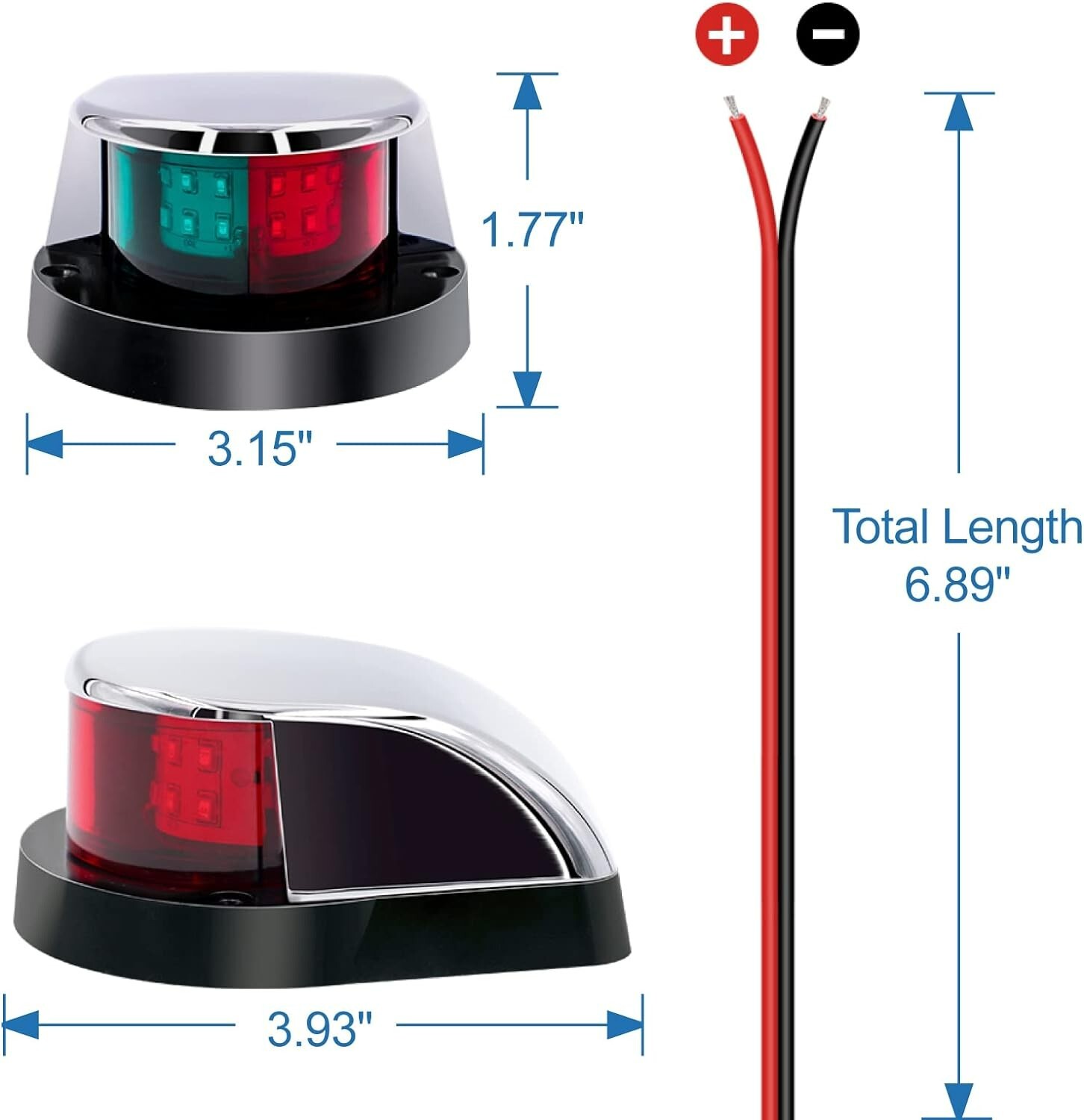 All-Weather LED Navigation Lights for Jon Boats and Bass Boats - IP67 Rated