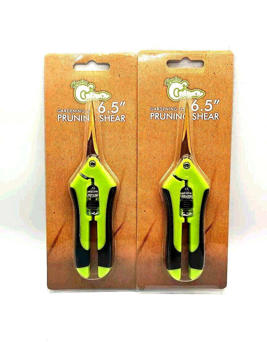 Hydro Crunch 6.5 Inch Gardening Scissors Hand Pruner Pruning Shear 2 Pack Green