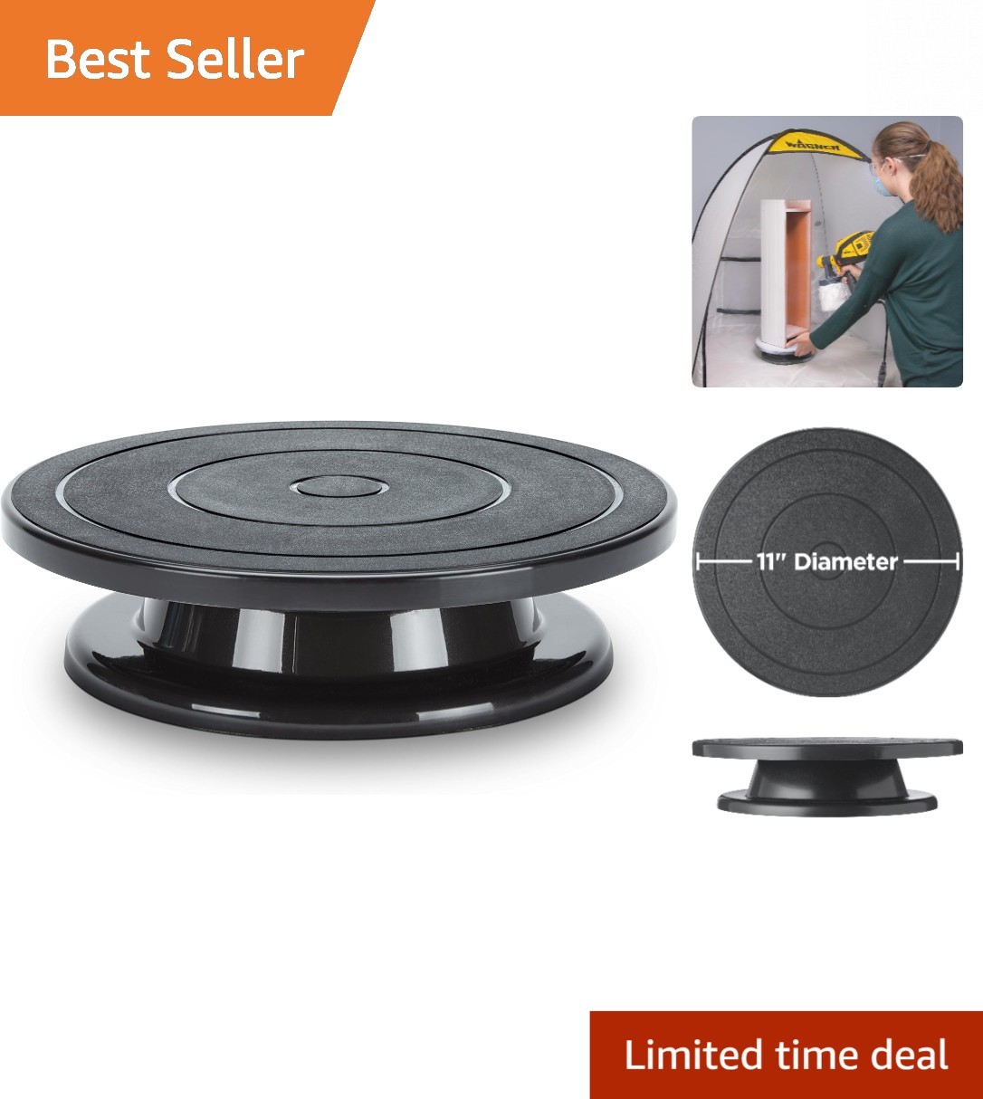 Elegant 11-Inch Spray Painting Turntable - Smooth Rotation for Crafts