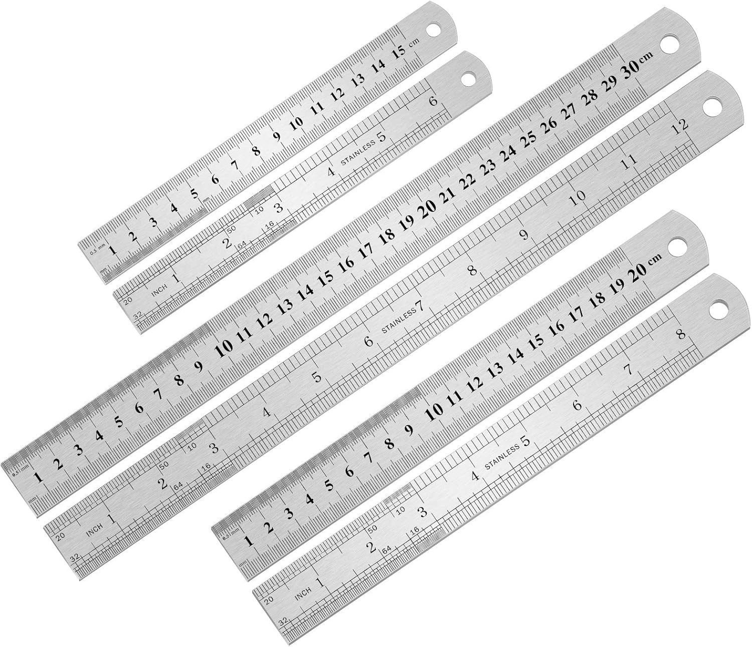 3PCS Stainless Steel Ruler Set - 6, 8, 12 Inch, Inch & 12inch, 8inch, 6inch