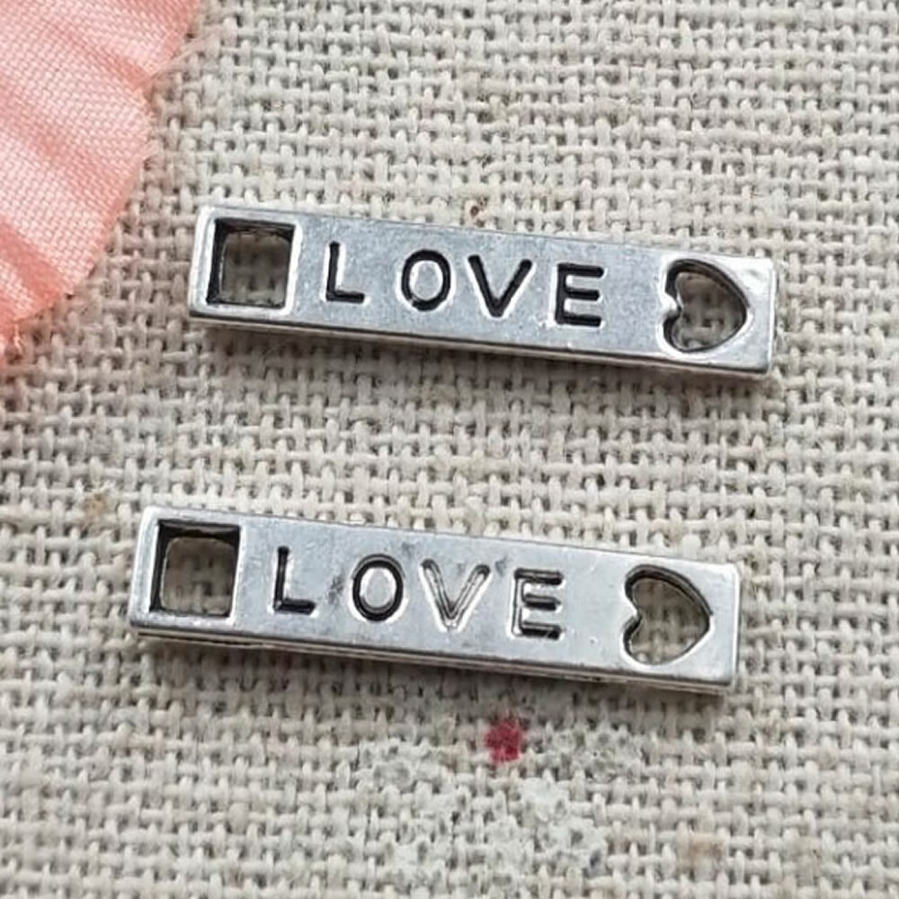Free Ship 230 pcs tibetan silver LOVE connectors 21x4mm L-4935