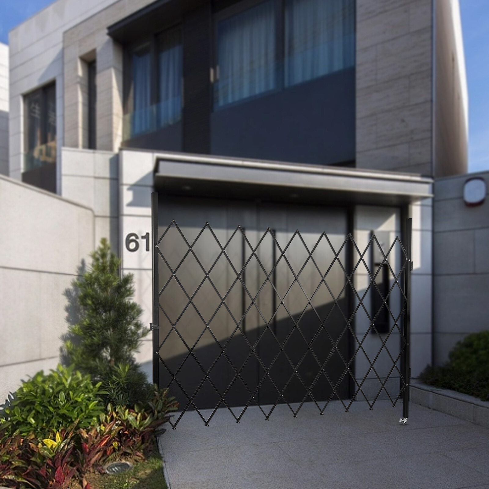 Folding Security Gate 7.22ft x 7.5ft Wall Mount Single Folding Door Scissor Gate