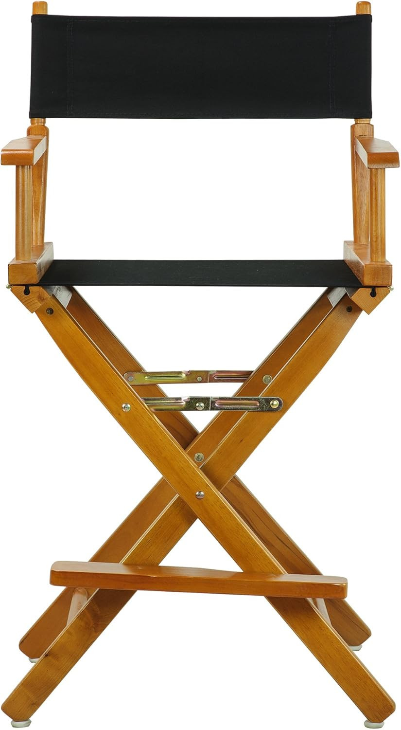 Director'S Chair ,Honey Oak Frame/Black Canvas,24" - Counter Height
