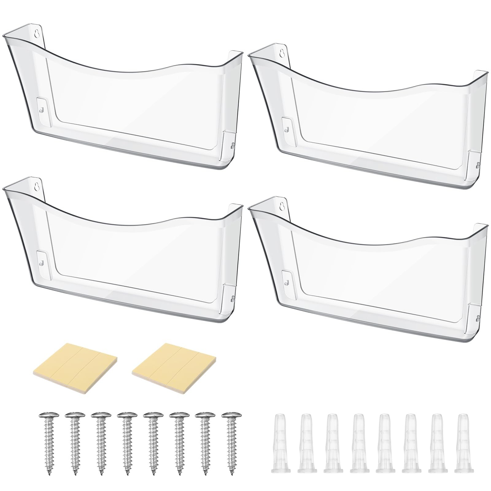 Jetec Acrylic Wall File Organizer Clear Single Pocket Wall Mount File Holder Set
