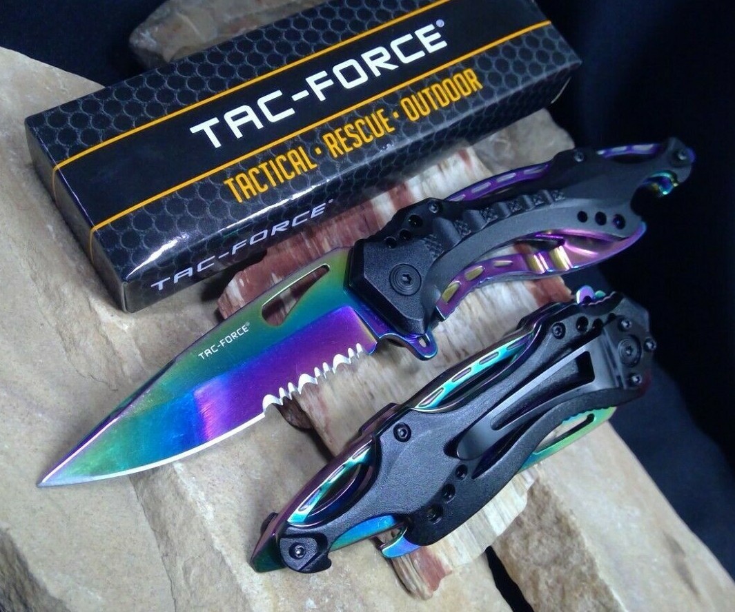 Tac-Force Assisted Blade Tactical Rainbow Rescue Pocket Knife ViB Opener 705RB