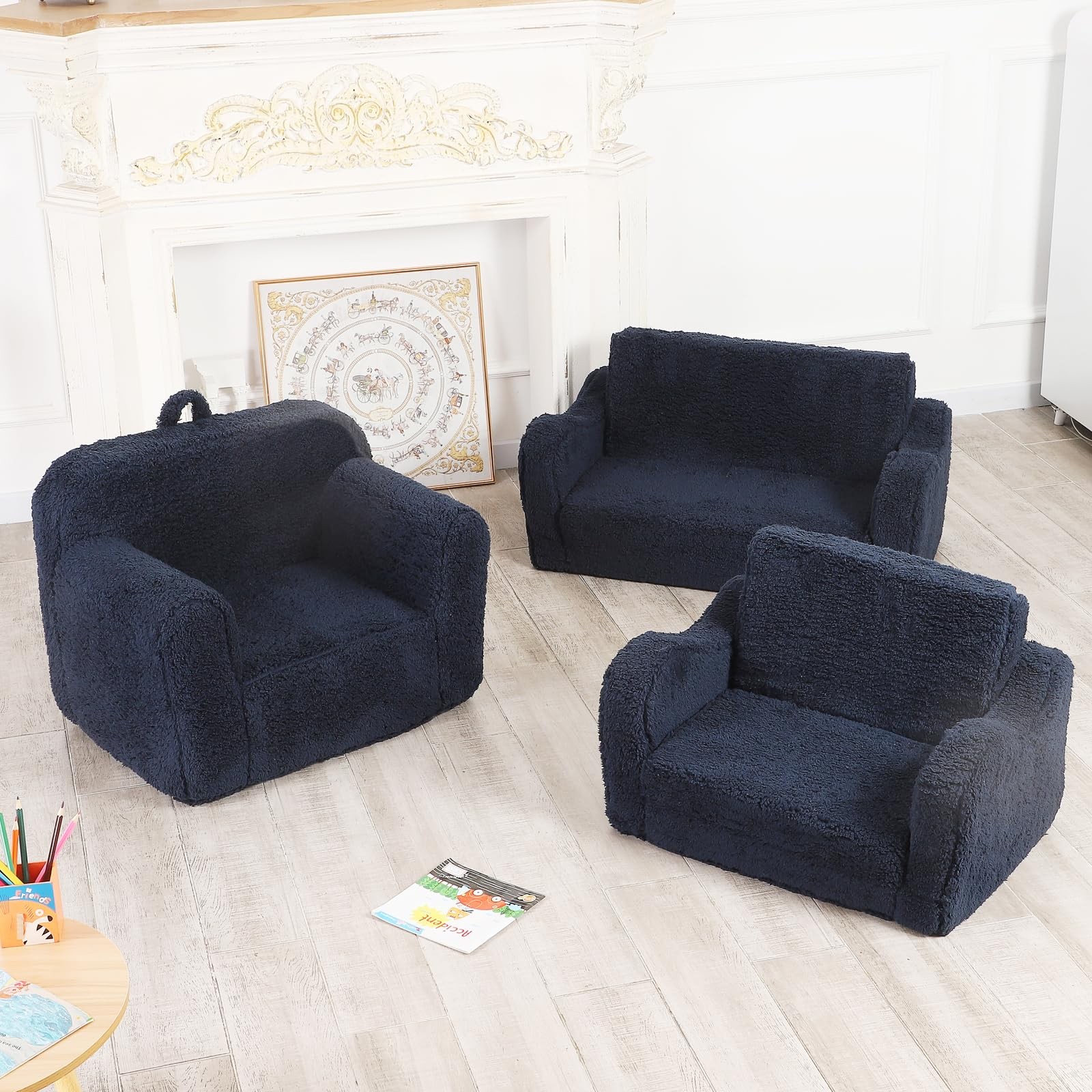 Kids Snuggly-Soft Sherpa Chair, Cuddly Toddler Foam Chair for Boys and Girls,...