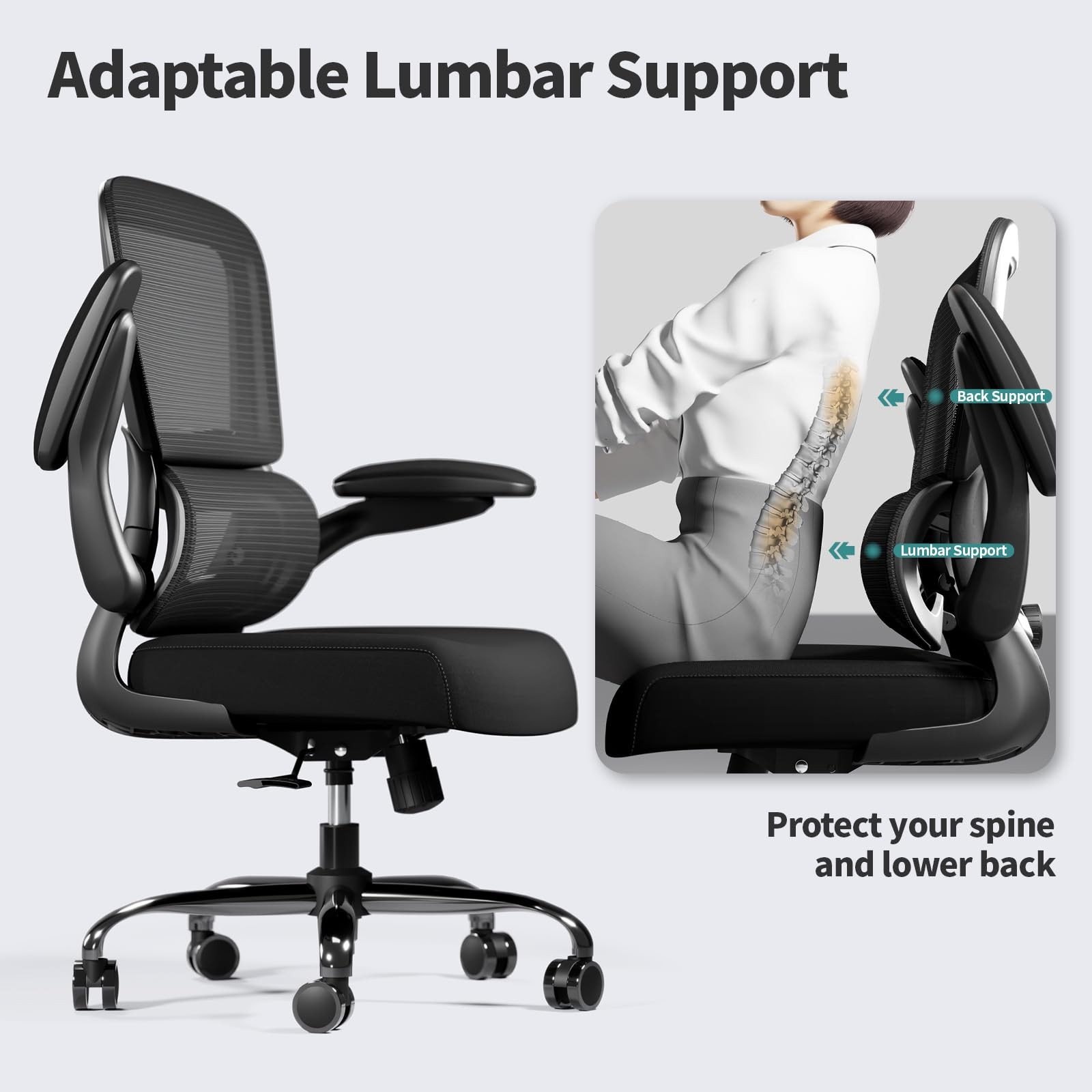 Ergonomic Office Chair with Adjustable Lumbar Support and Mesh Design