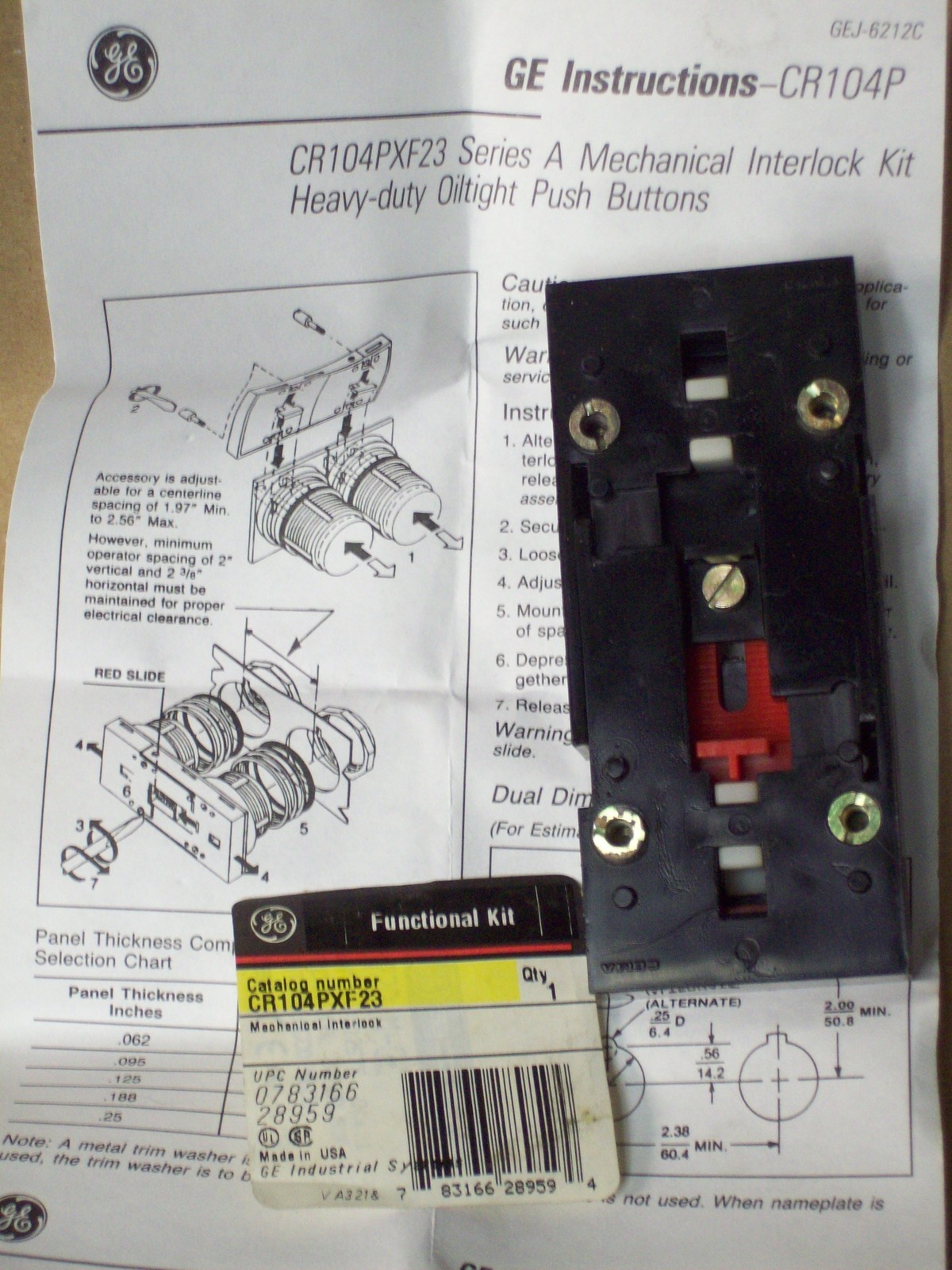 NEW GE CR104PXF23 MECHANICAL INTERLOCK KIT FUNCTIONAL KIT