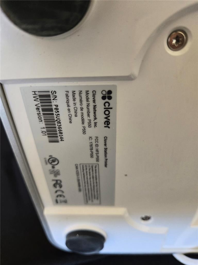 = Clover Station Printer HFS-P550 Model P550 HW Version 1.01