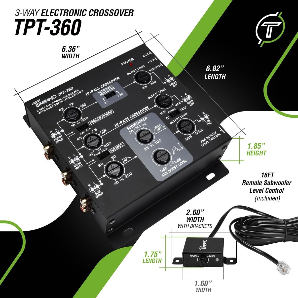3-Way Electronic Crossover Subwoofer Control//-~