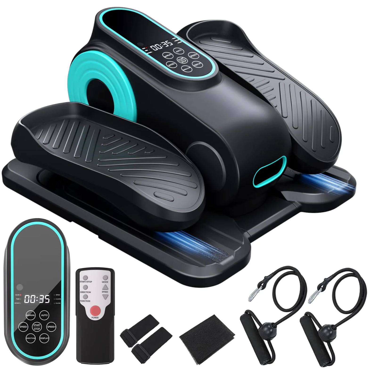 Under Desk Motorized Elliptical Machine M858B Cyan-US-S Exercise Rehab Elderly