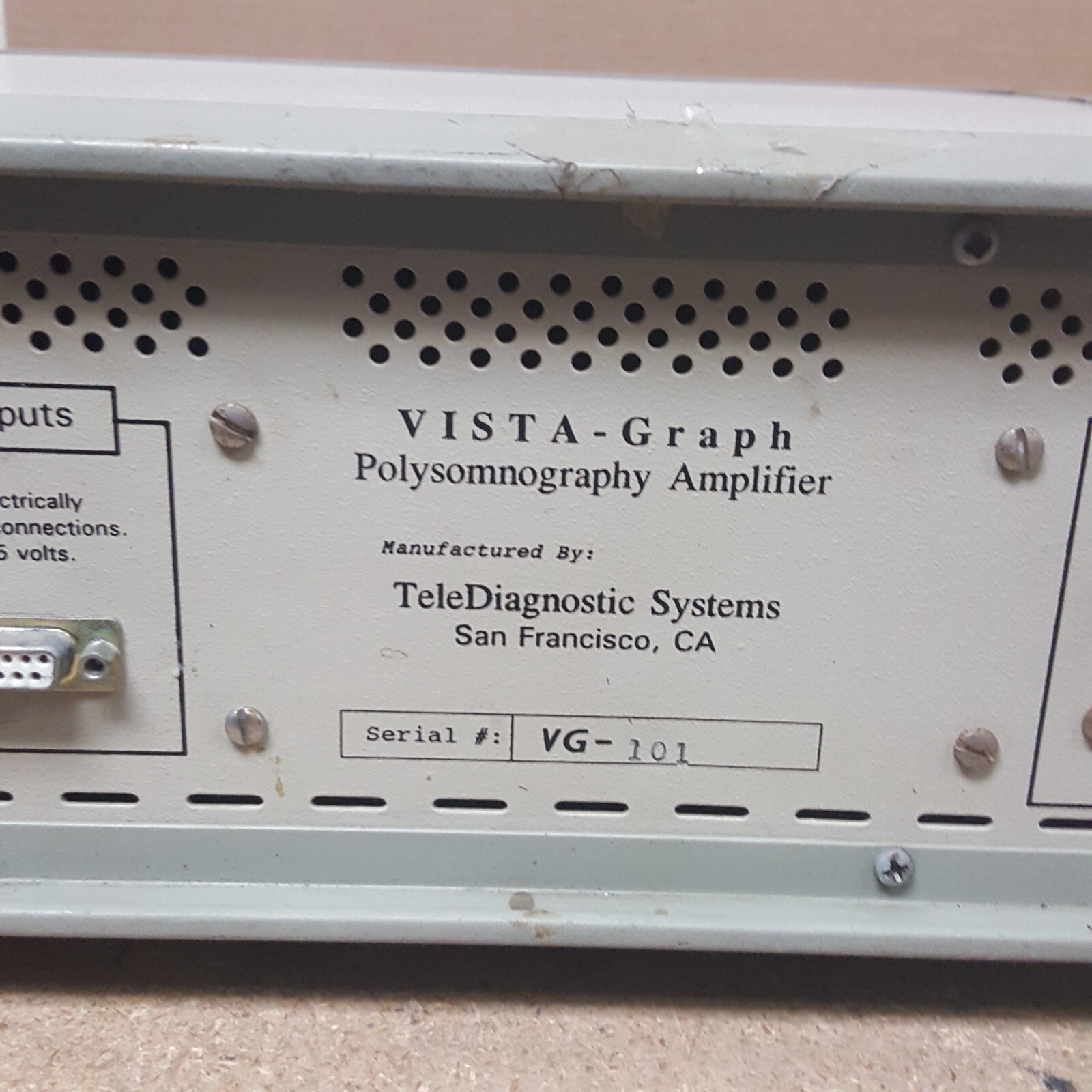 Vista-Graph Polysomnography Amplifier - Powers On - No Power Cord - USED