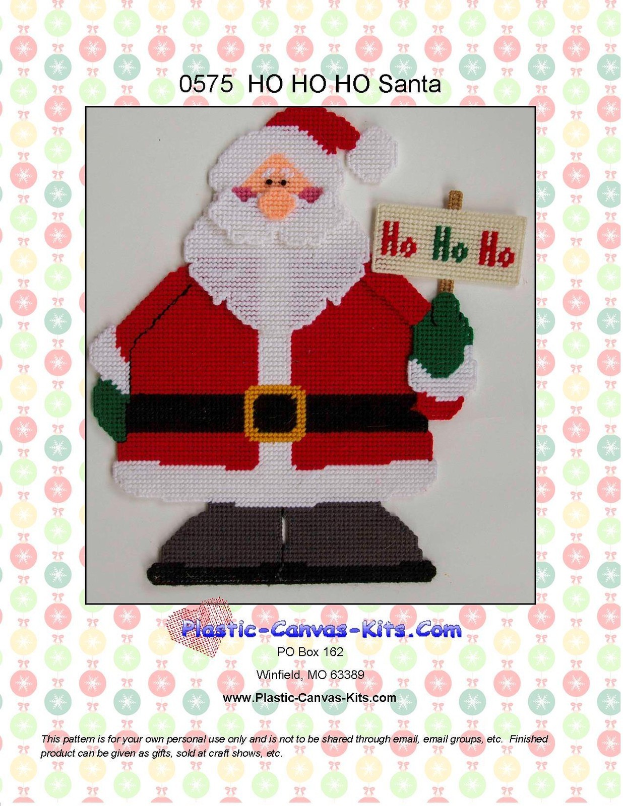 Christmas Santas with HO HO HO Sign-Wall Hanging-Plastic Canvas Pattern or Kit