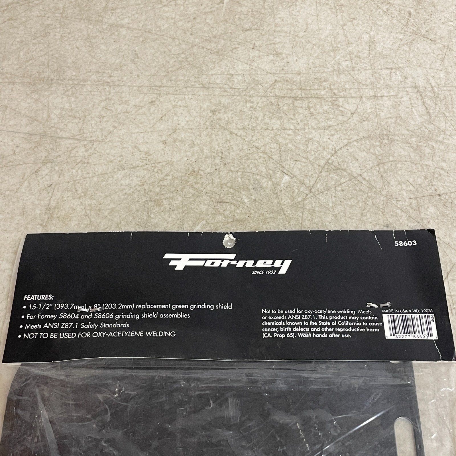 Forney 58603 Green Grinding Shield Visor 15.5" × 8" Replacement Face Protector