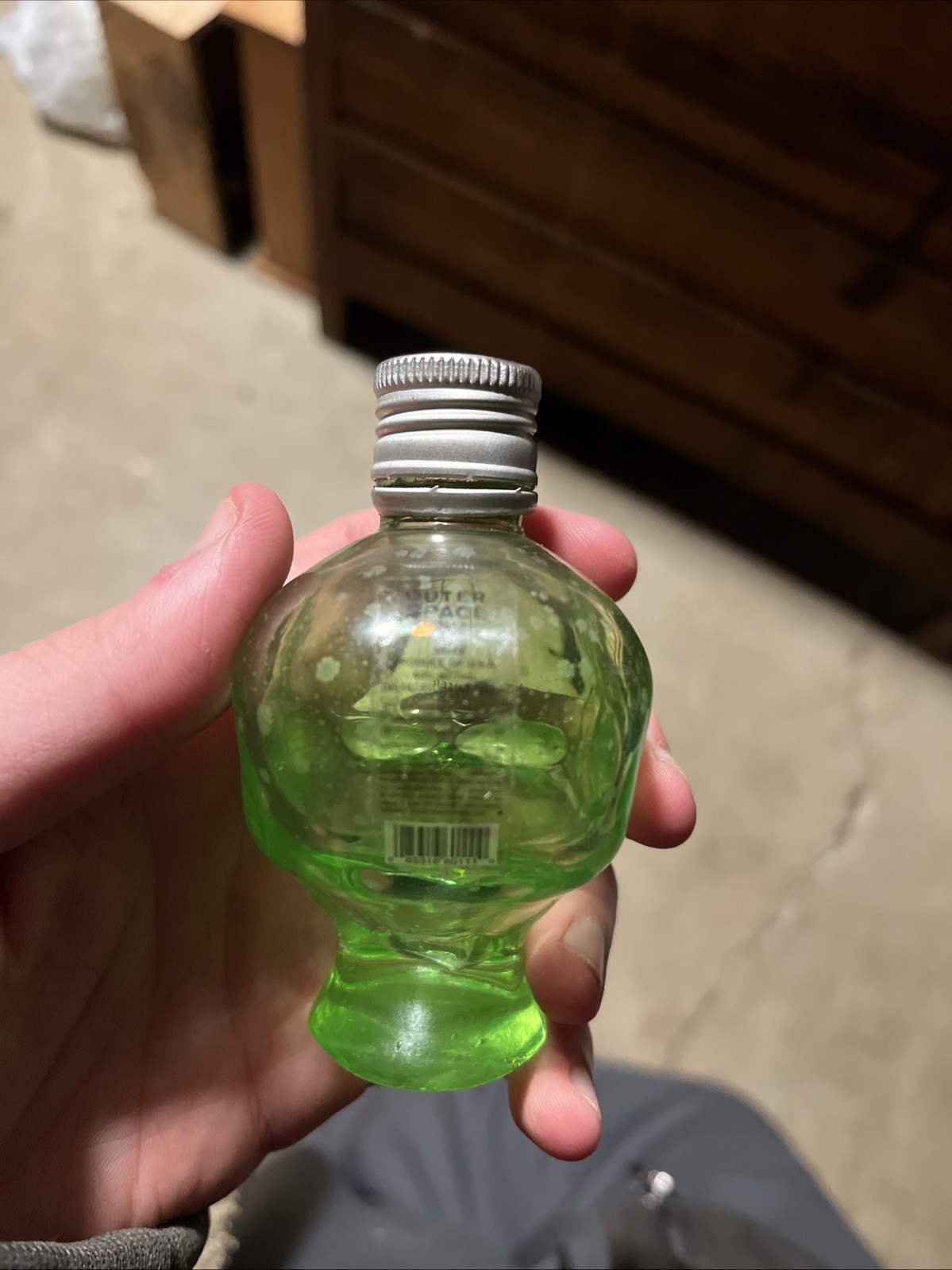 Outer Space Vodka Alien Head Green 7 1/2" Empty Bottle