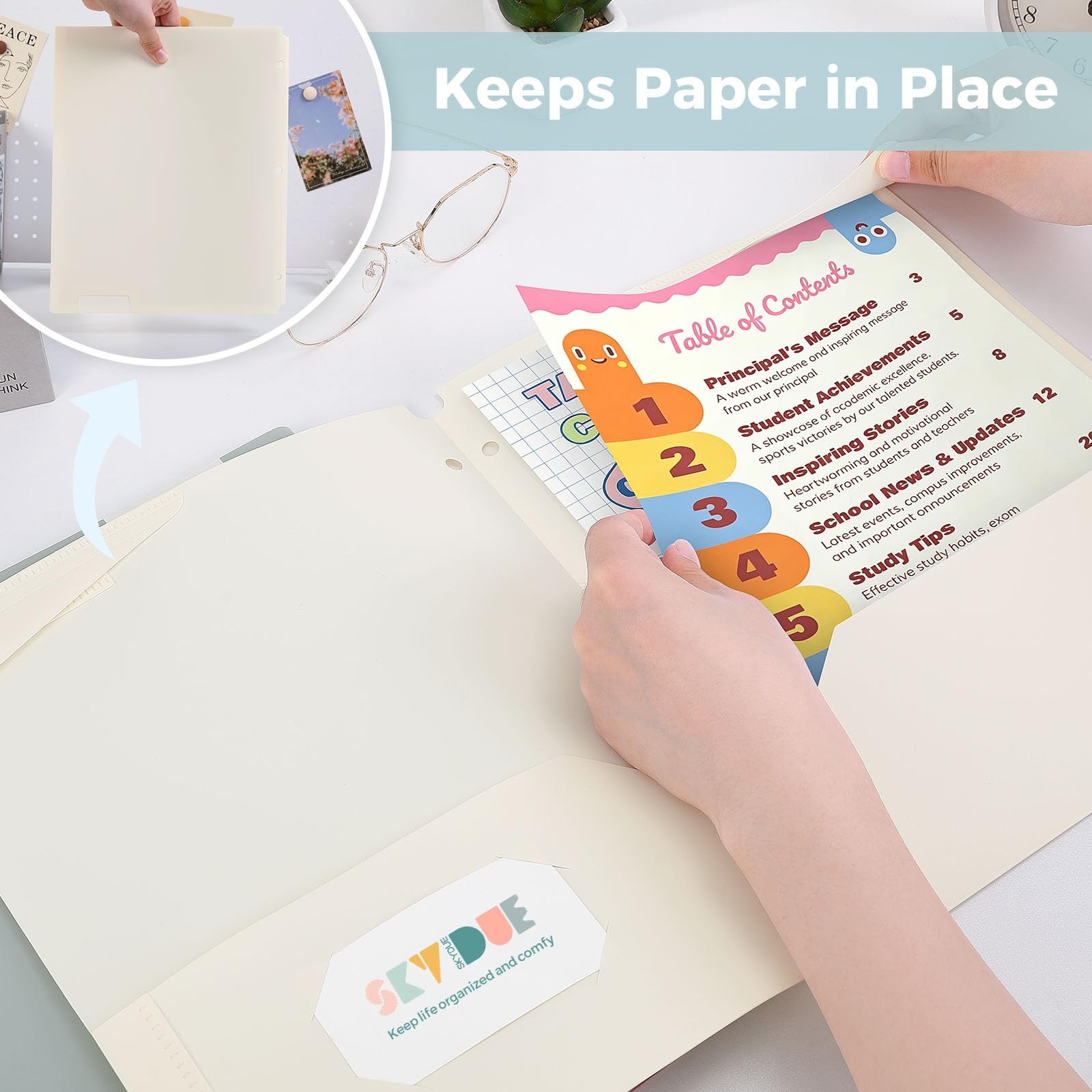 SKYDUE 6 Pack Folders Boho Pastels