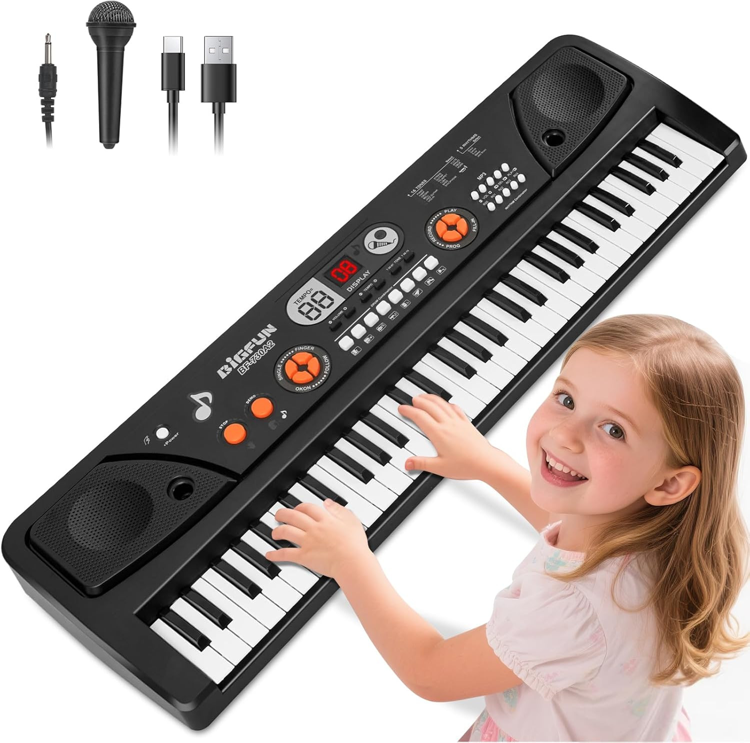 61 Key Beginner Keyboard Piano Toy for Kids with LCD & Microphone | Upgrade Elec