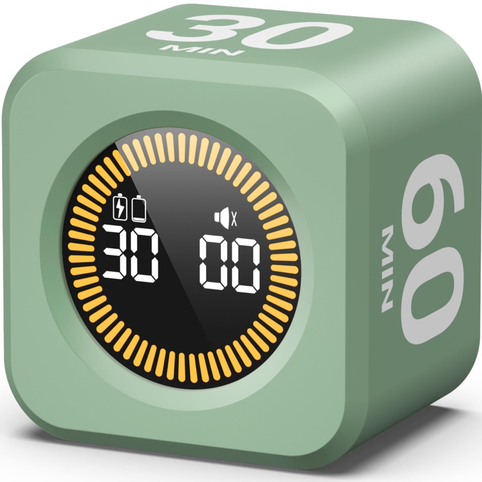 Visual Cube Pomodoro Timer - LED Countdown, Silent Flip, 5/10/30/60 Min Presets