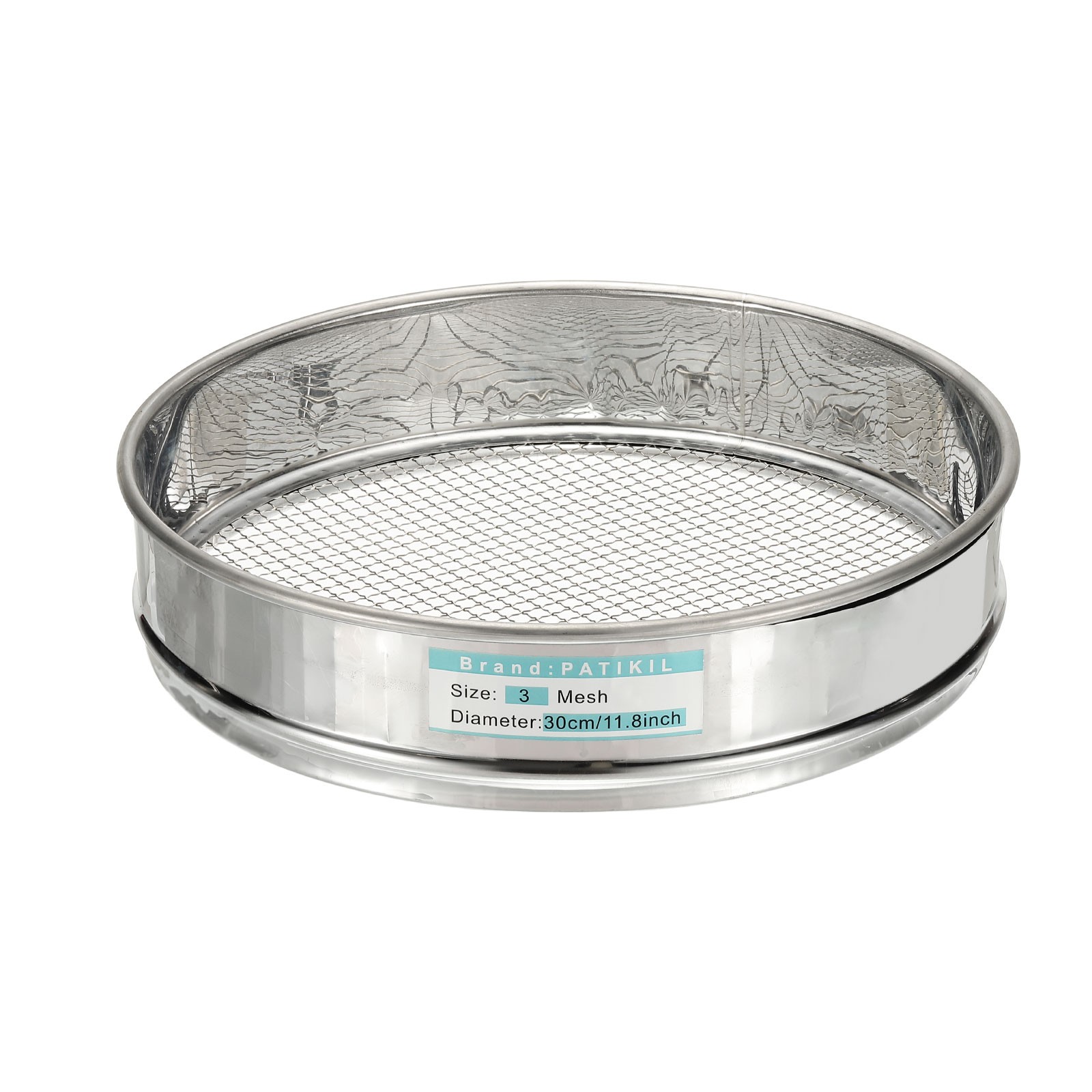 3 Mesh Lab Sieve, 11.8" Diameter Test Sieve 304 Stainless Steel(6.7mm)