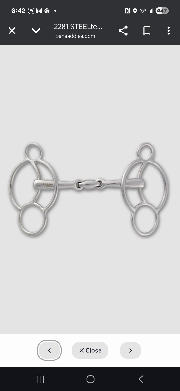 Stubben Steeltec EZ Control 3-Ring Gag size 5 1/4