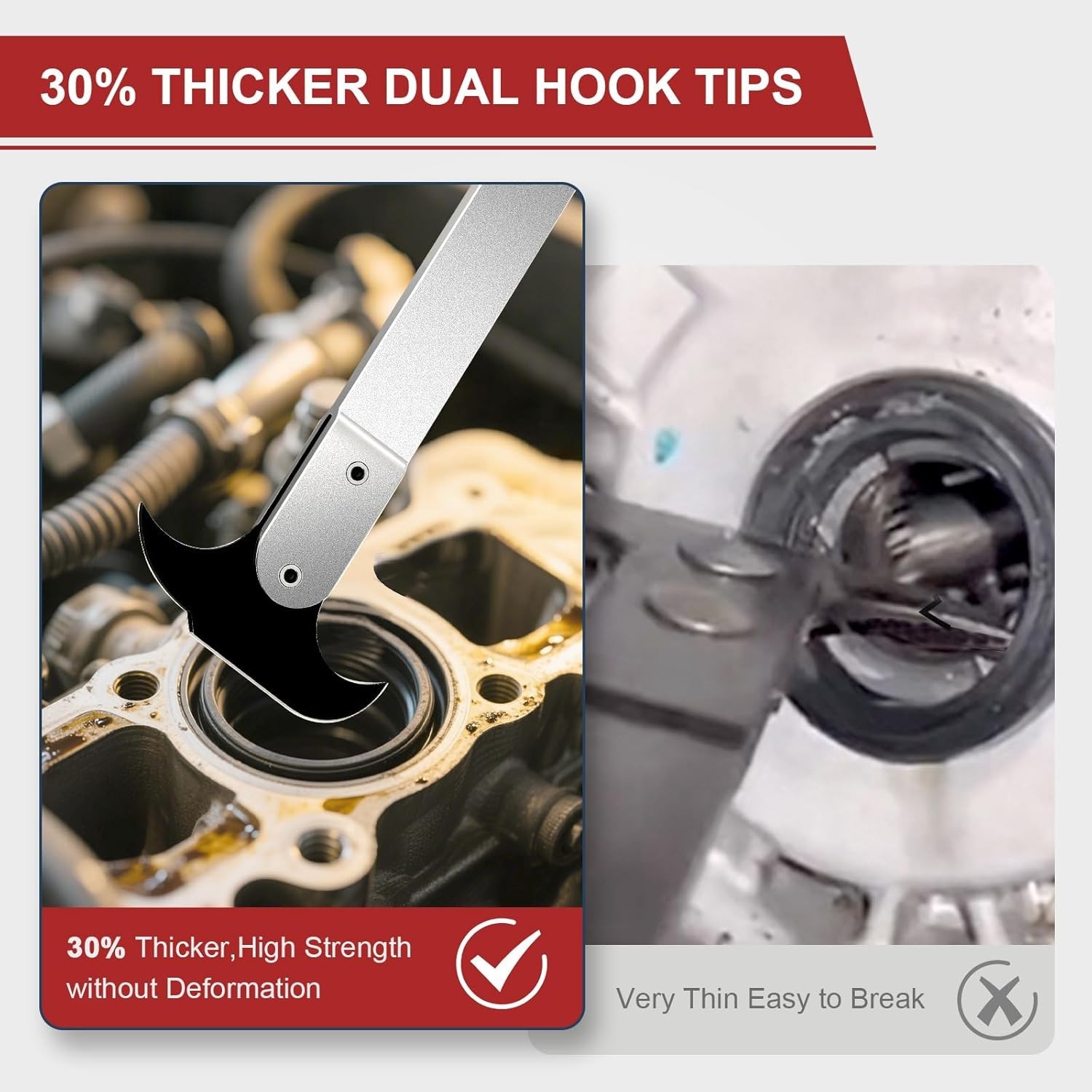 Seal Puller, 3rd Generation Oil Seal Removal Tool with 30% Thicker Dual Hook Tip