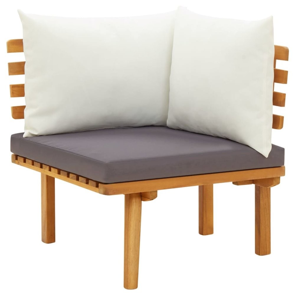 Garden Corner Sofa Natural, dark gray, white Solid acacia wood