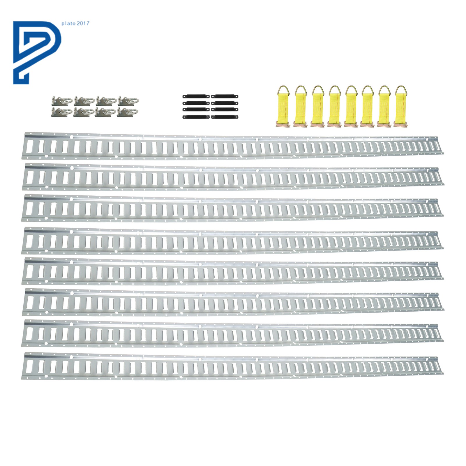 32 Pack 8' E Track Tie Down Rail Kit Galvanized Horizontal Secure Load Silver