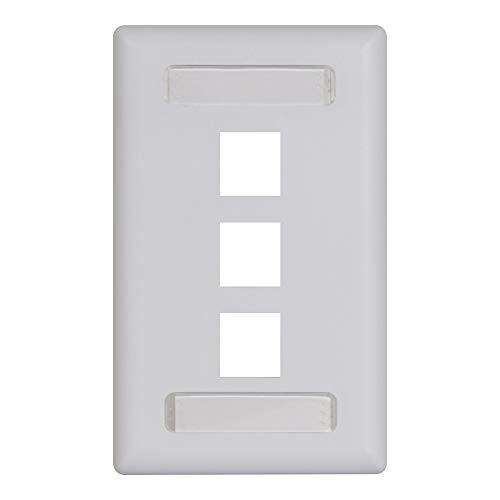 ICC Station ID Faceplate with 3 Ports for EZ/HD Style in Single Gang, White