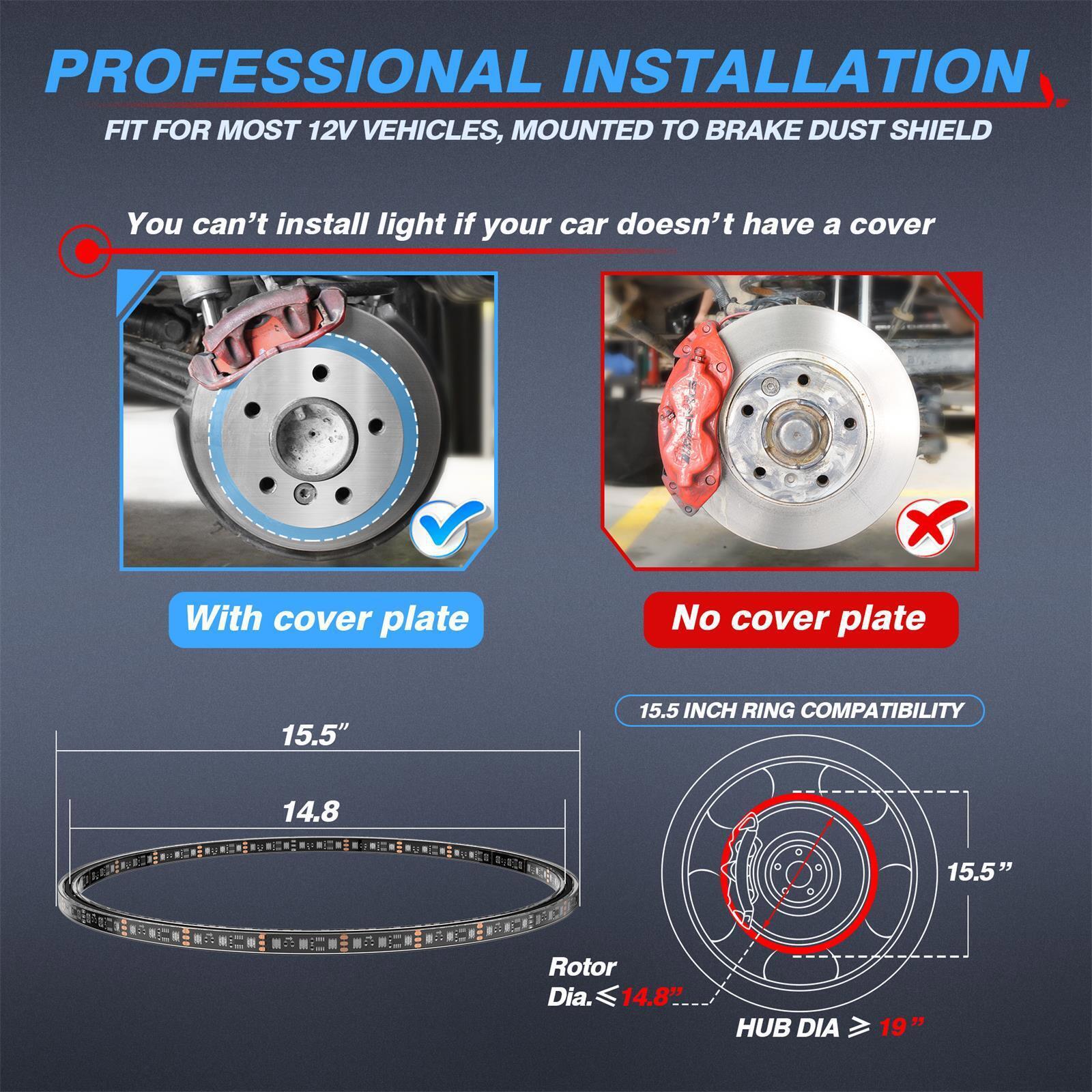 MICTUNING 15.5 Inch New Double-Row RGB+IC Wheel Ring Light Kit w/Dynamic Chasing