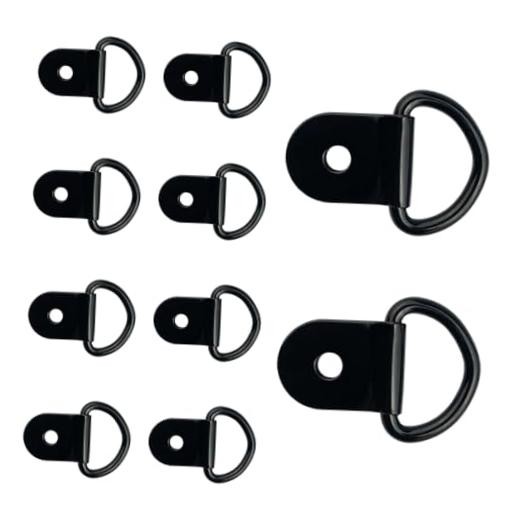 10PCS Small Steel D-Ring Tie Downs, Heavy Duty D Ring Tie Downs Black, 10pcs