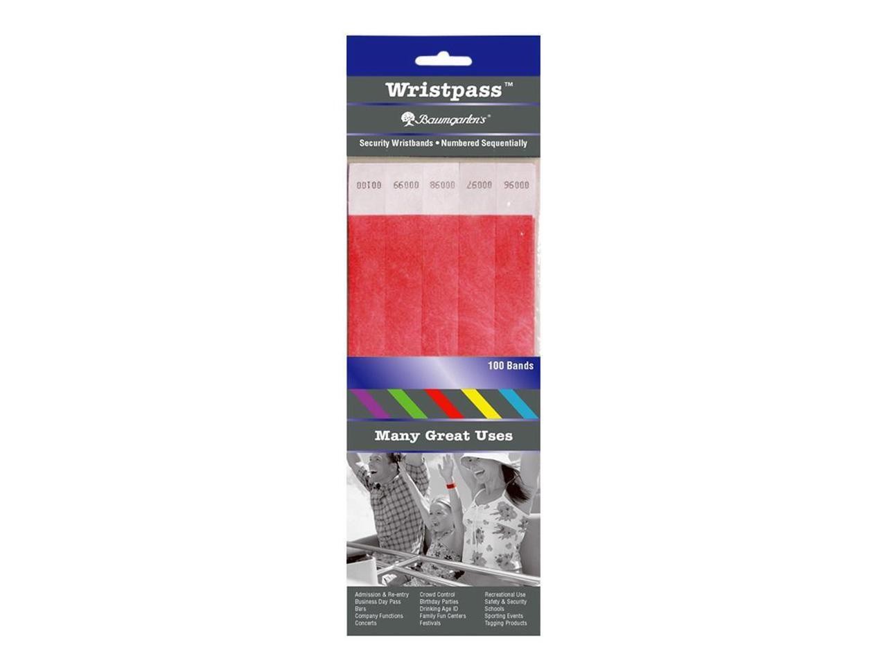 SICURIX Sequentially Number RED Security Wristbands 100 Pack RED (85020)