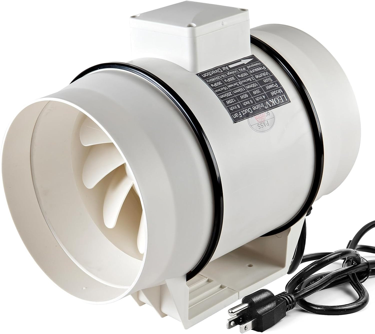8" Inline Duct Fan 740 CFM - Powerful Exhaust Fan for Kitchen, Bathroom, Grow Te