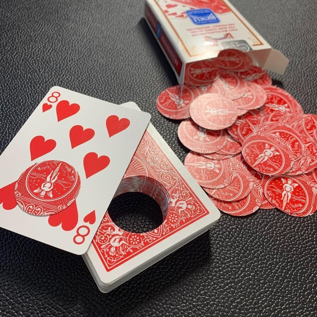 Hole Deck Magic Trick Gimmick Bicycle Playing Cards Illusion Table Magic B686